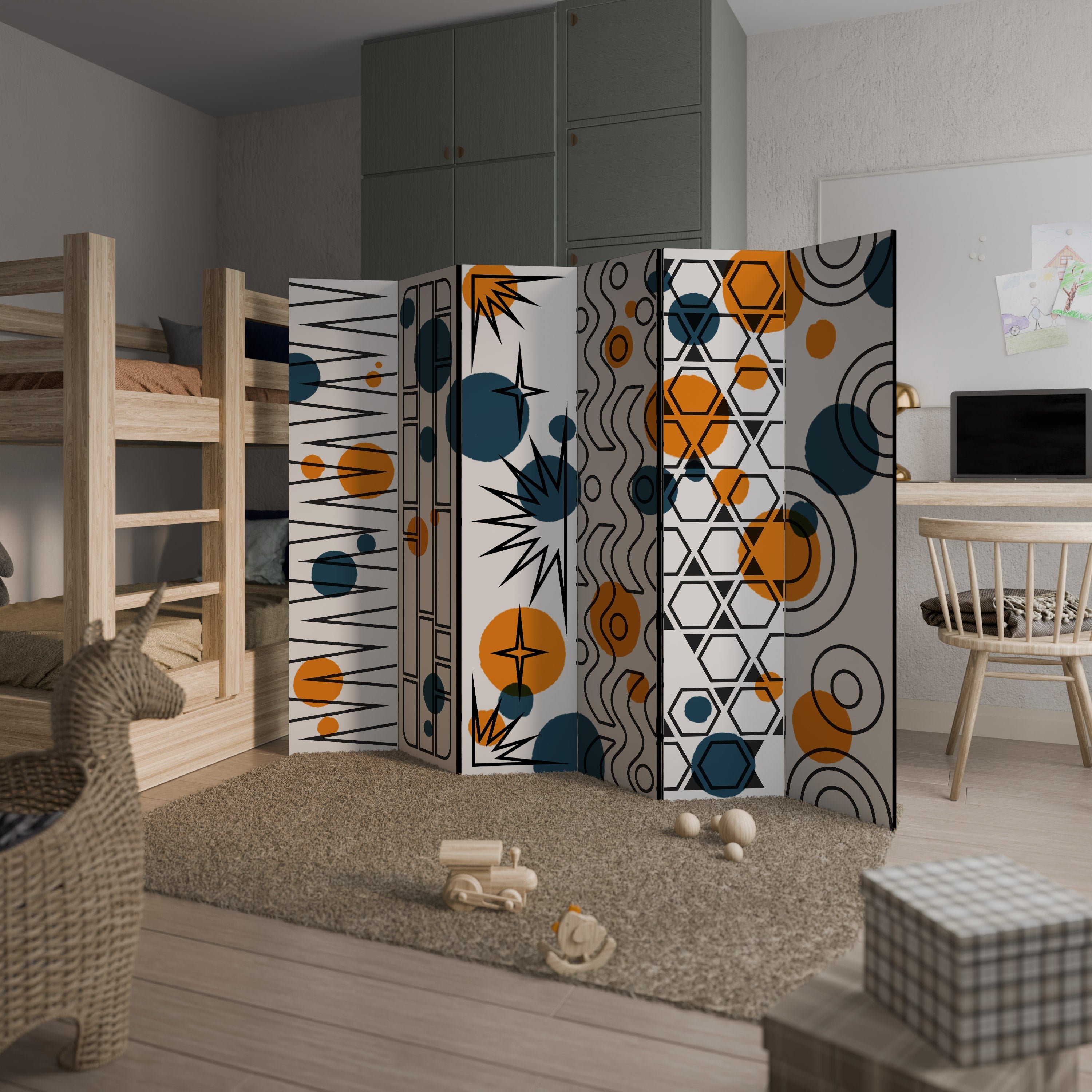 ABSTRACT SYMPHONY FLARE Biombo Decorativo de 6 Painéis