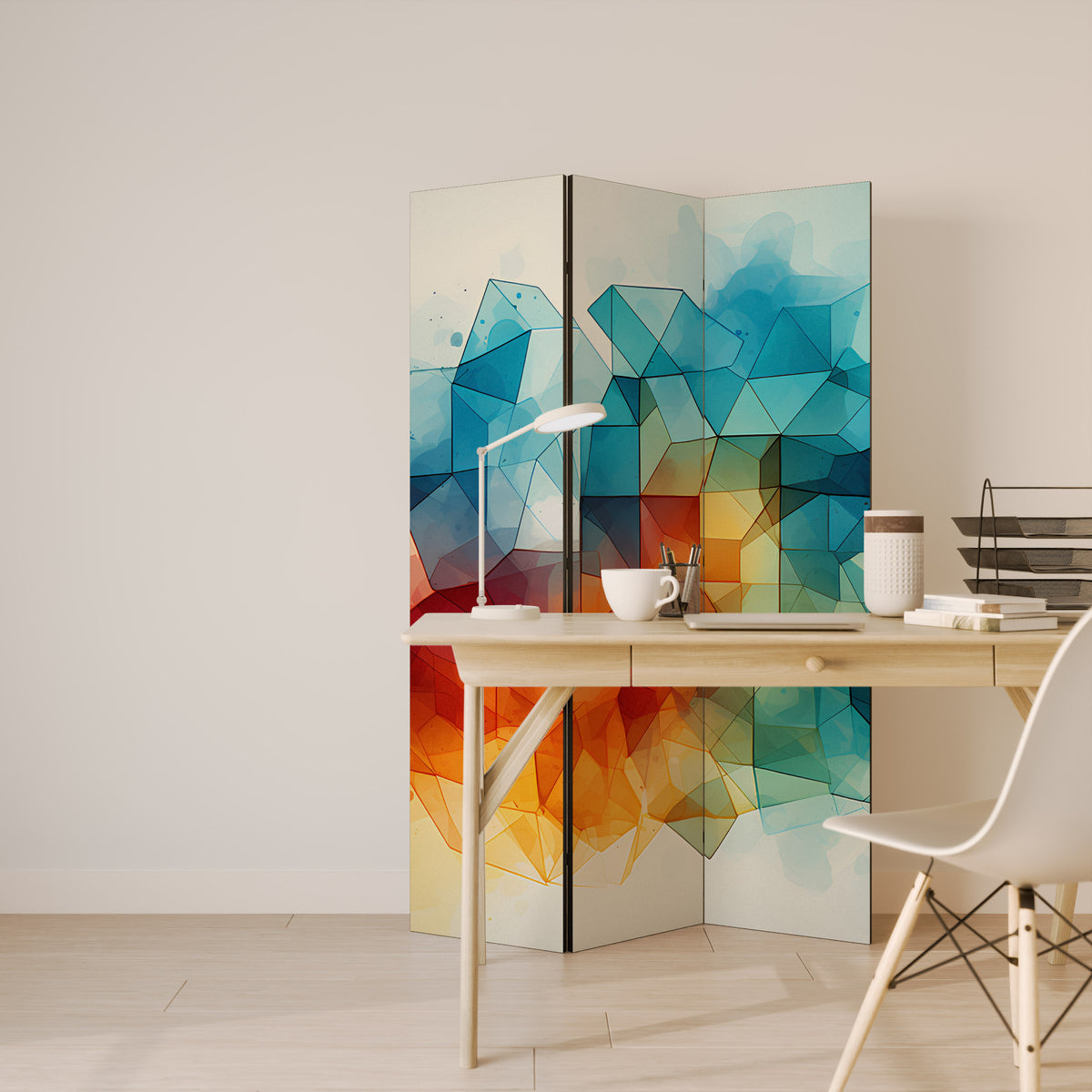 VIBRANT FACETS UNITE Biombo de 3 Painéis