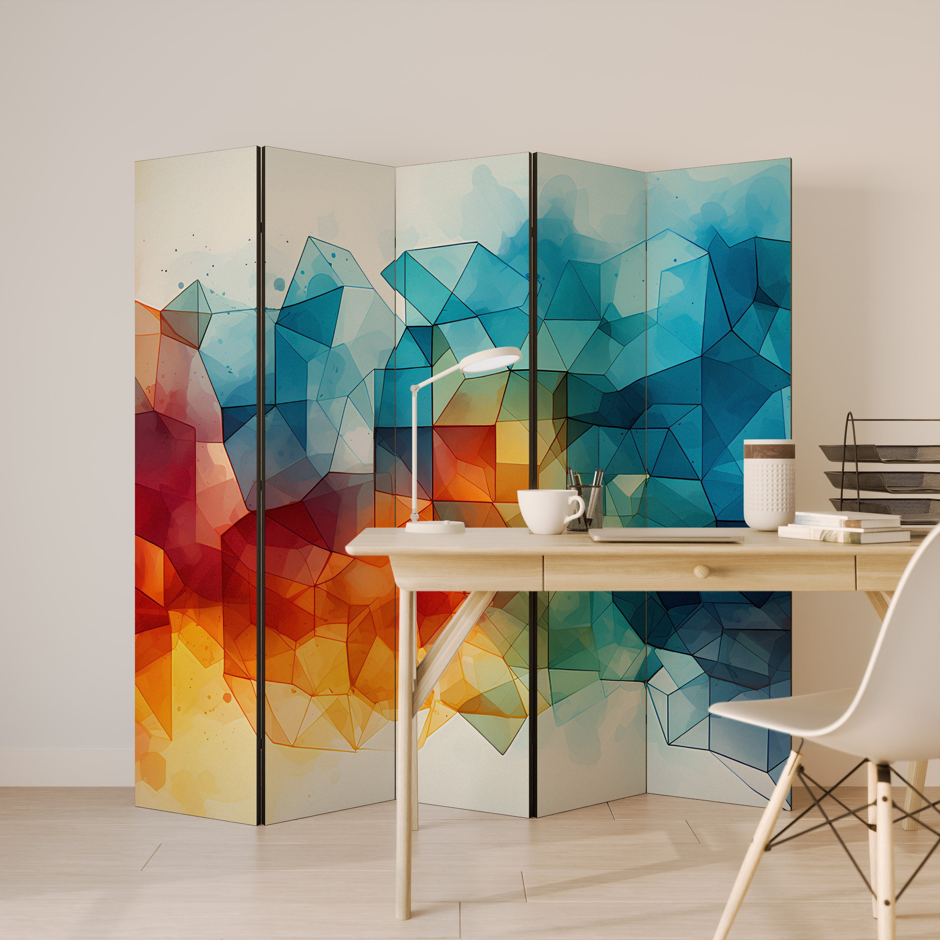 VIBRANT FACETS UNITE Biombo Decorativo de 5 Painéis