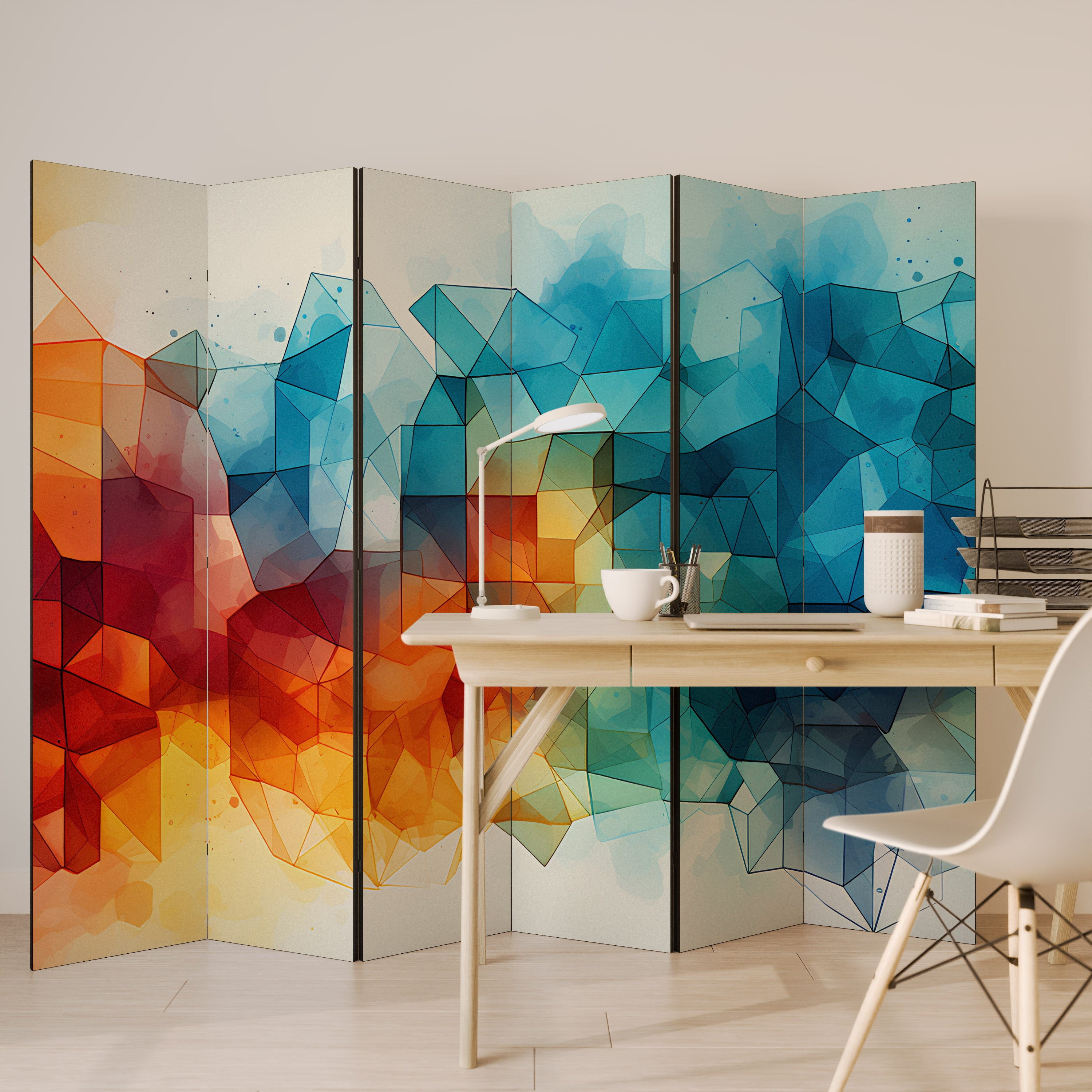 VIBRANT FACETS UNITE Biombo de 6 Painéis