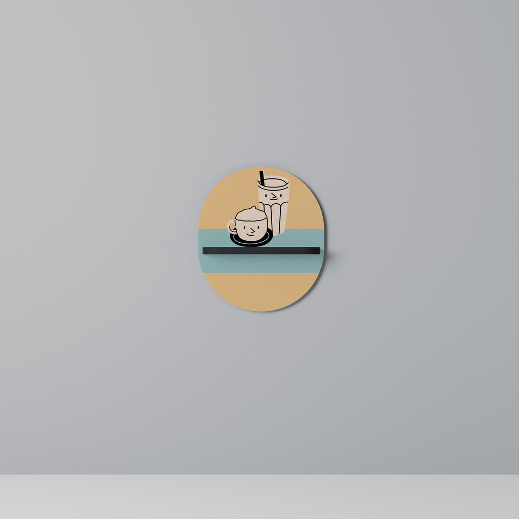 COFFEE PLEASURES Prateleira Oval Decorativa em Acabamento Preto