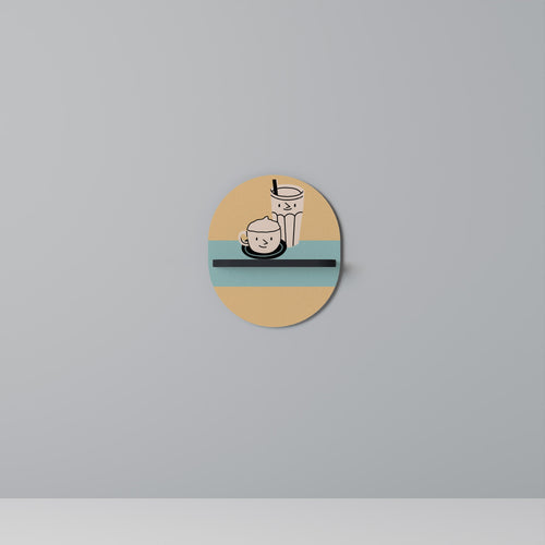 COFFEE PLEASURES Oval Art Shelf In Black Finish