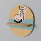 COFFEE PLEASURES Prateleira Oval Decorativa em Efeito Carvalho