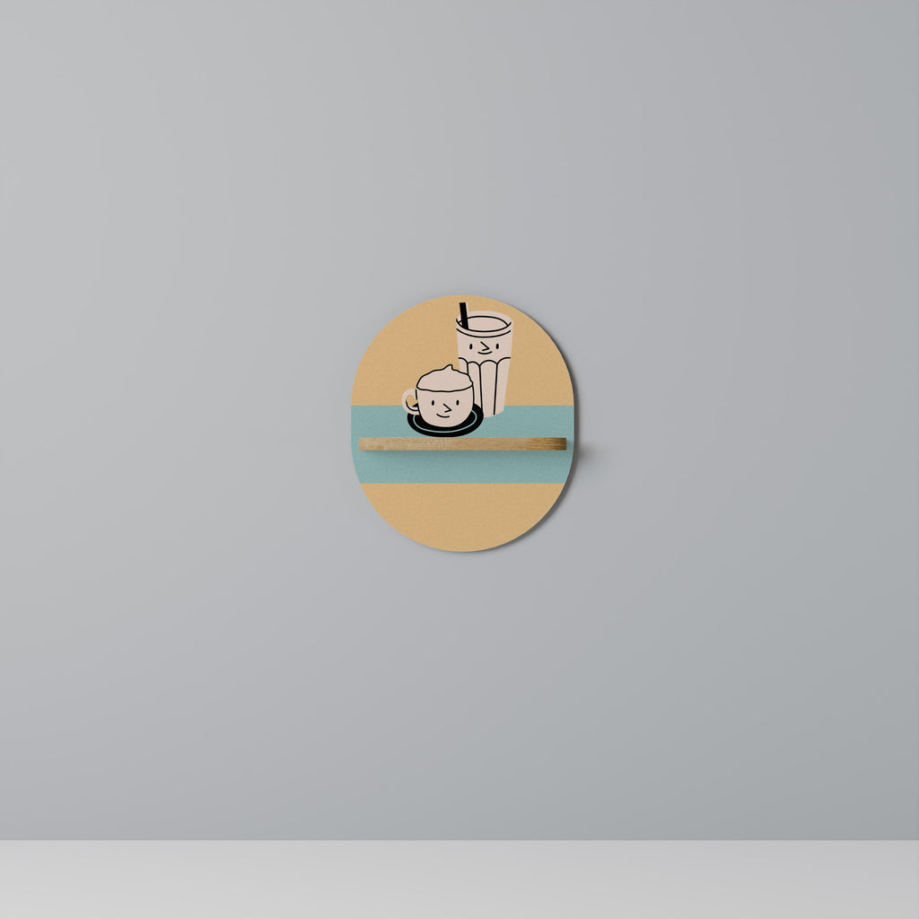 COFFEE PLEASURES Prateleira Oval Decorativa em Efeito Carvalho