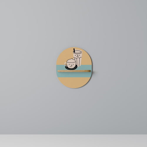 COFFEE PLEASURES Oval Art Shelf In Oak Effect