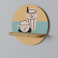 COFFEE PLEASURES Prateleira Redonda Decorativa em Efeito Carvalho