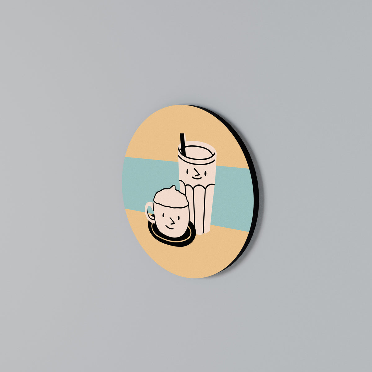 COFFEE PLEASURES Arte de Parede Redonda