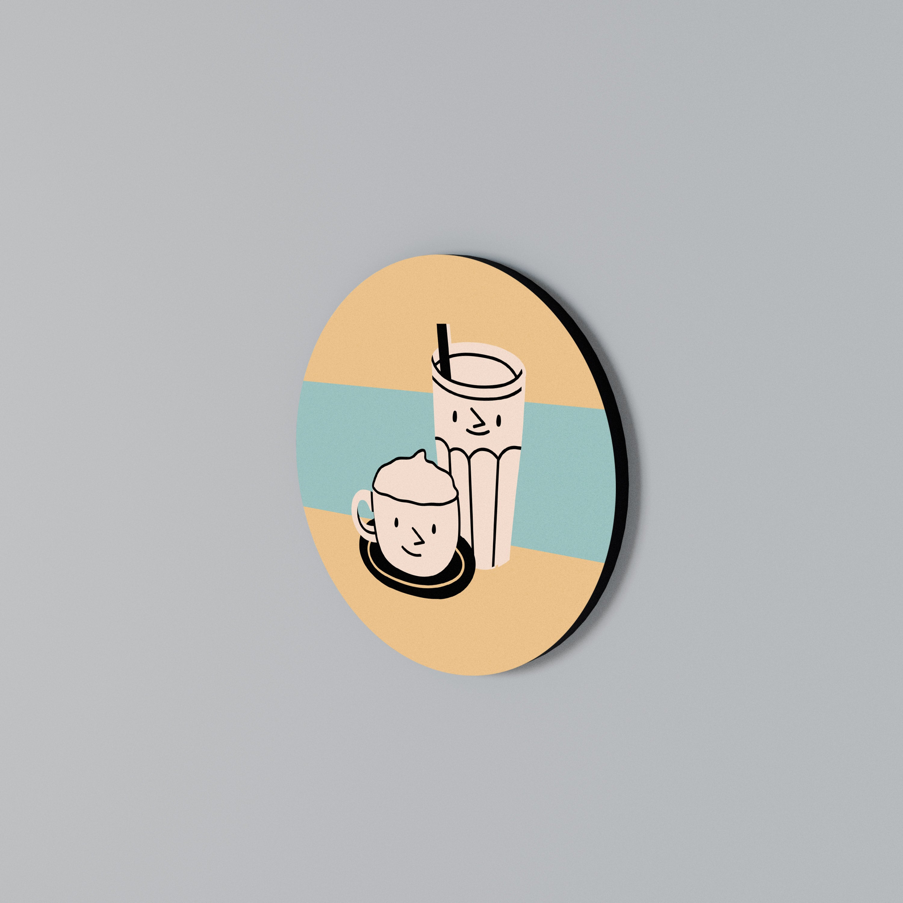 COFFEE PLEASURES Arte de Parede Redonda