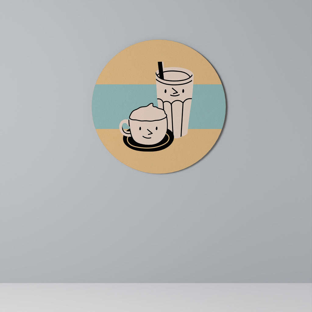 COFFEE PLEASURES Round Wall Art