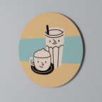 COFFEE PLEASURES Round Wall Art