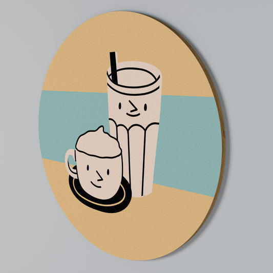 COFFEE PLEASURES Arte de Parede Redonda