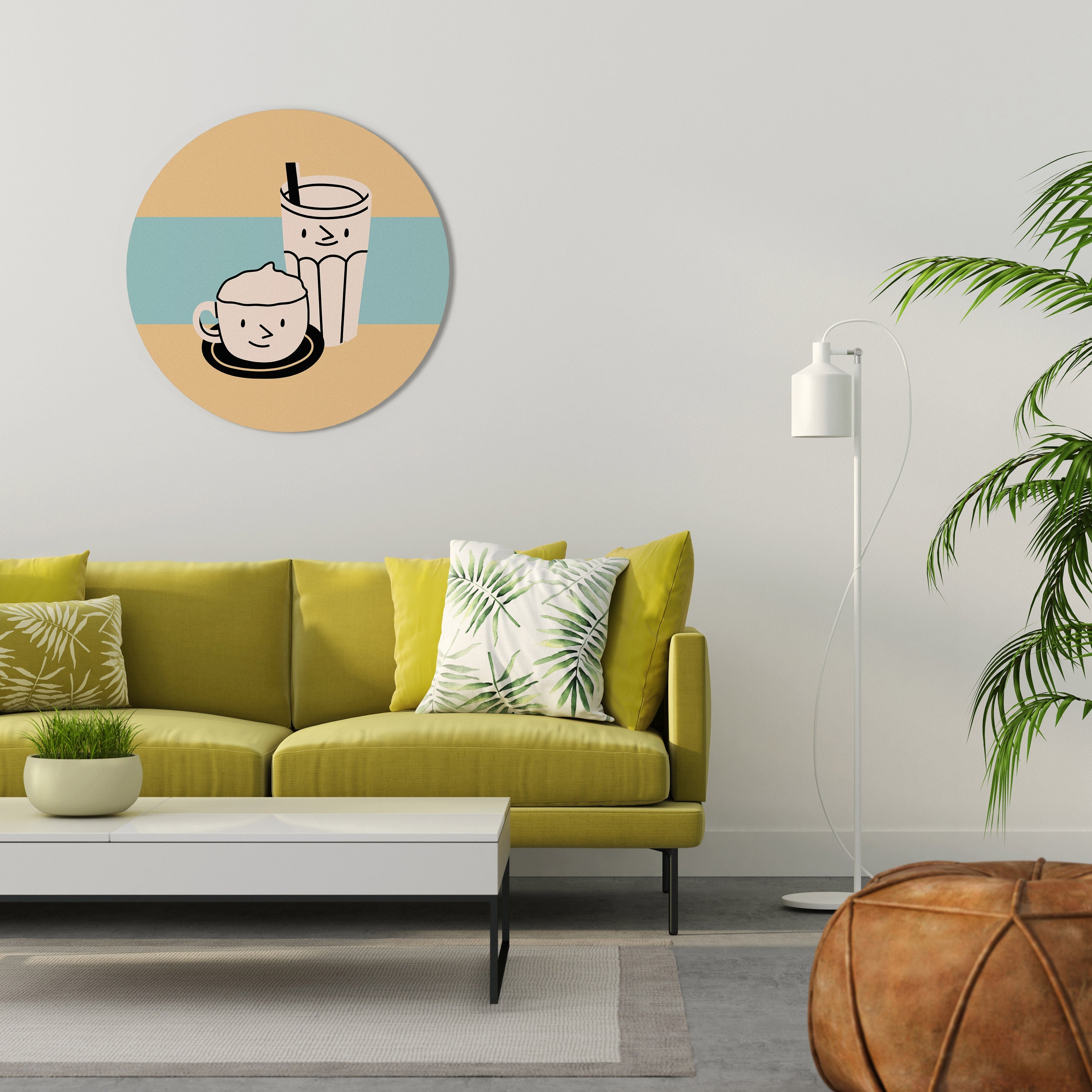 COFFEE PLEASURES Round Wall Art