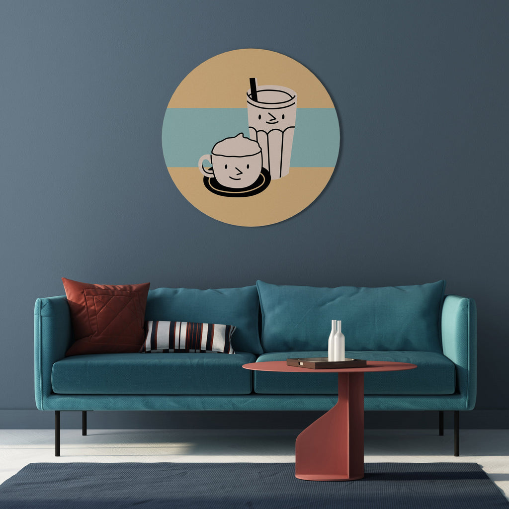 COFFEE PLEASURES Round Wall Art