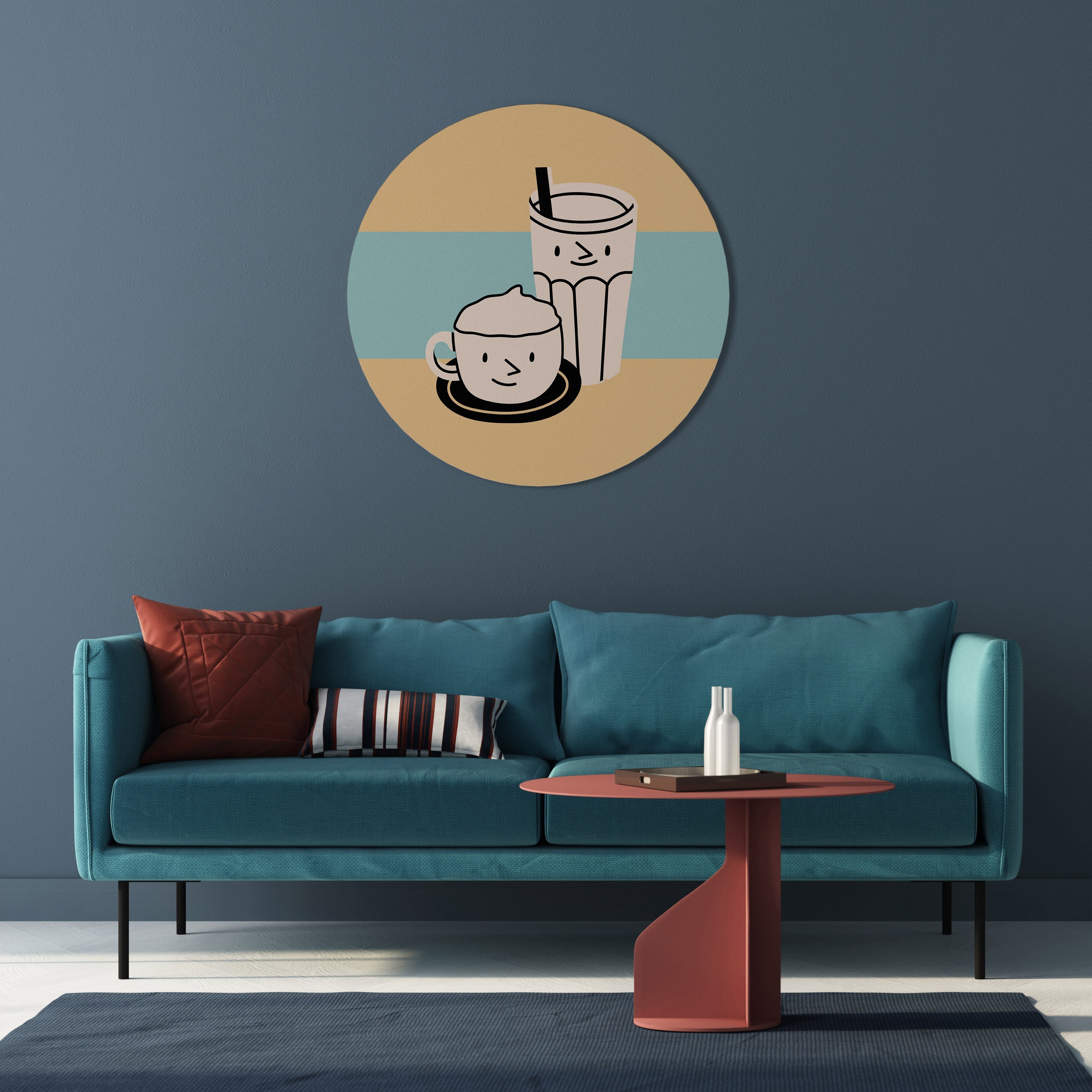 COFFEE PLEASURES Round Wall Art