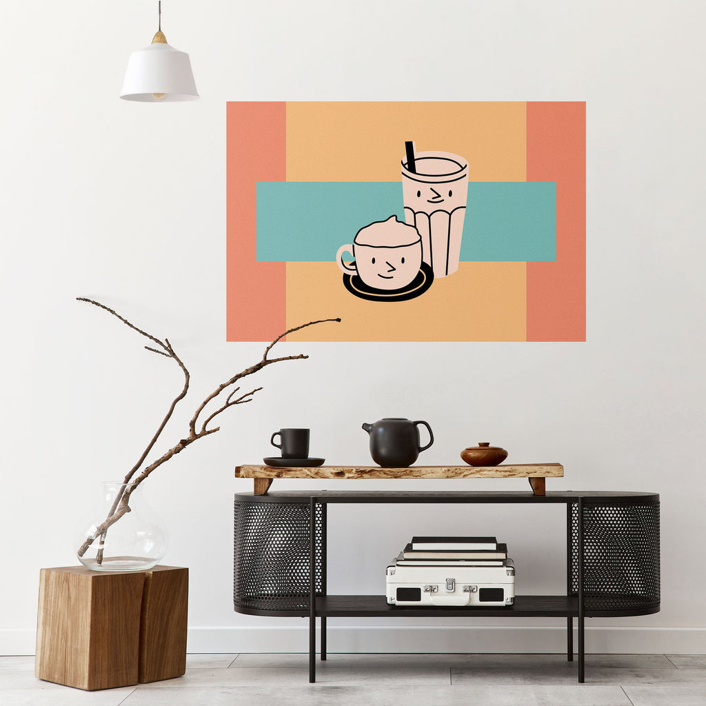 COFFEE PLEASURES Peel and Stick Horizontal Poster