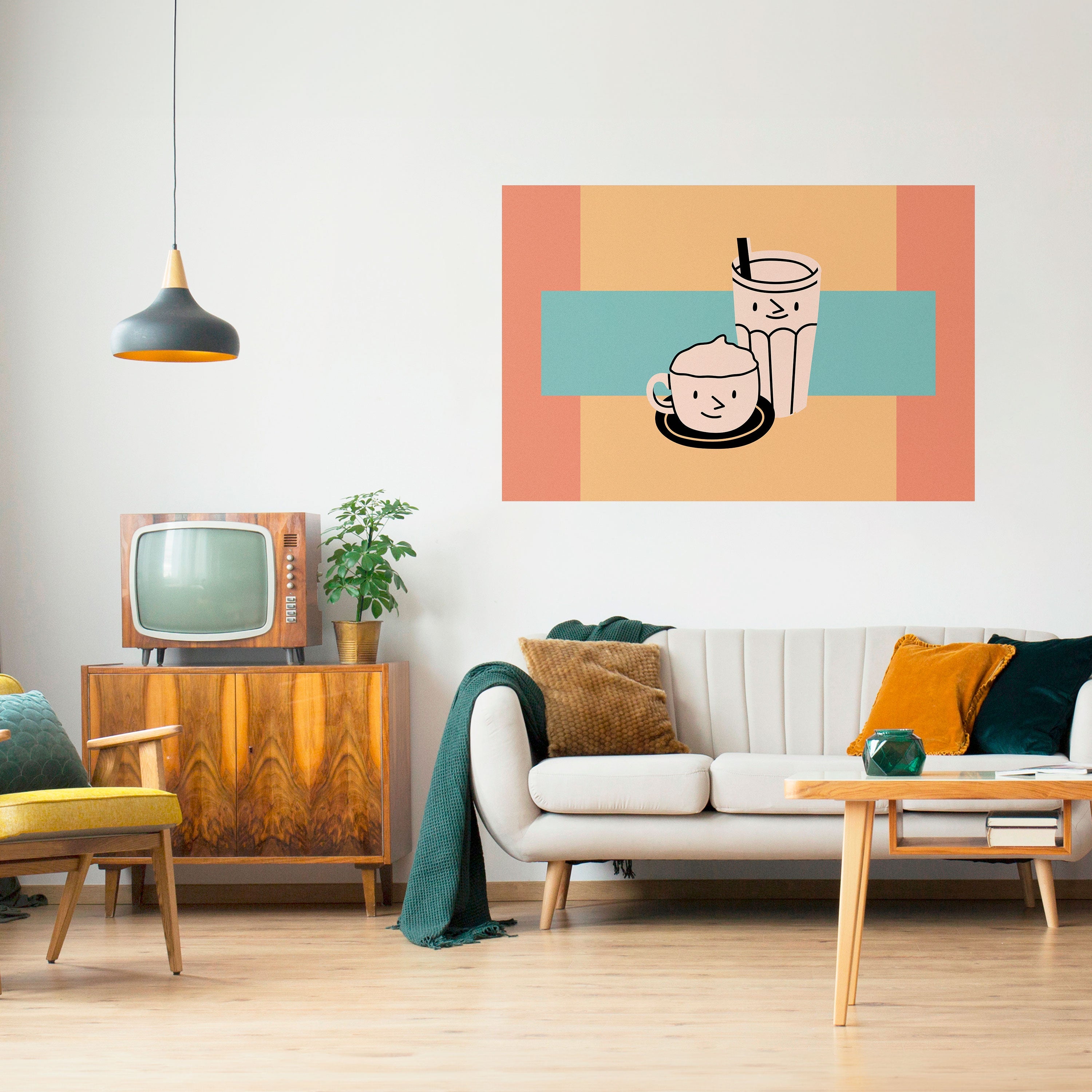 COFFEE PLEASURES Peel and Stick Horizontal Poster