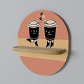 JOYFUL COFFEE Prateleira Oval Decorativa em Efeito Carvalho
