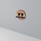 JOYFUL COFFEE Round Art Shelf In Black Finish