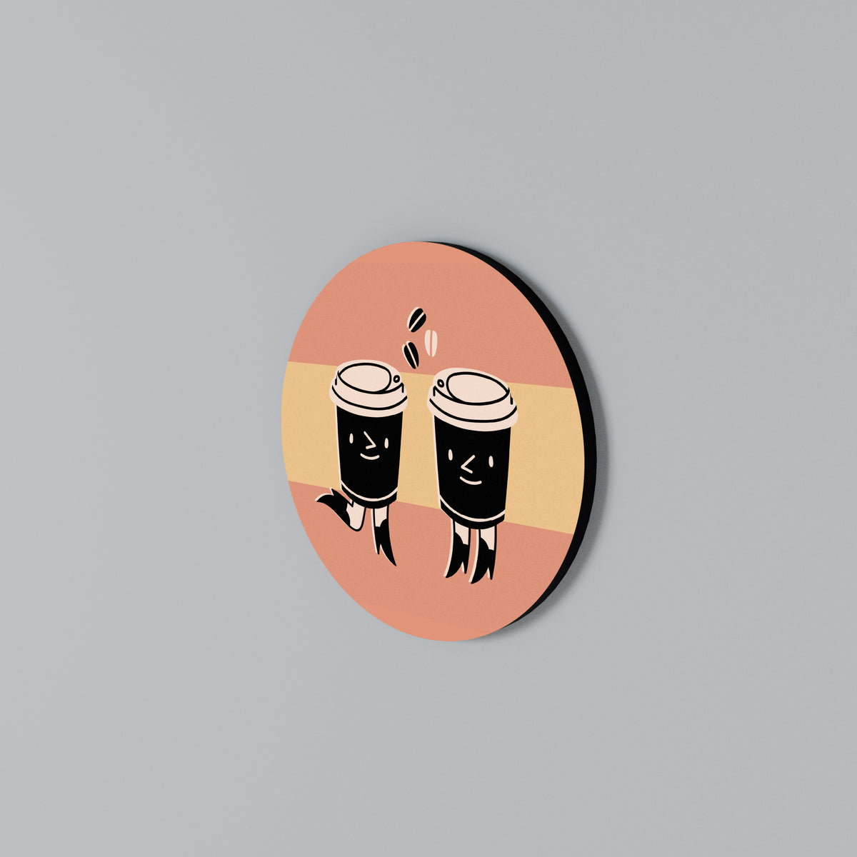 JOYFUL COFFEE Arte de Parede Redonda