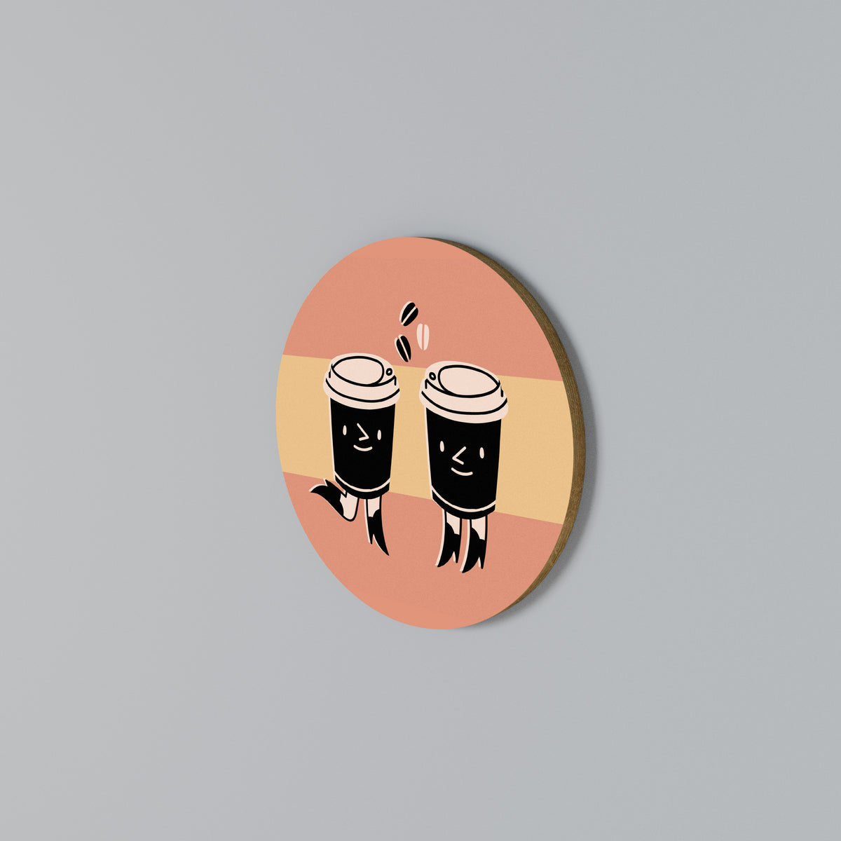 JOYFUL COFFEE Arte de Parede Redonda