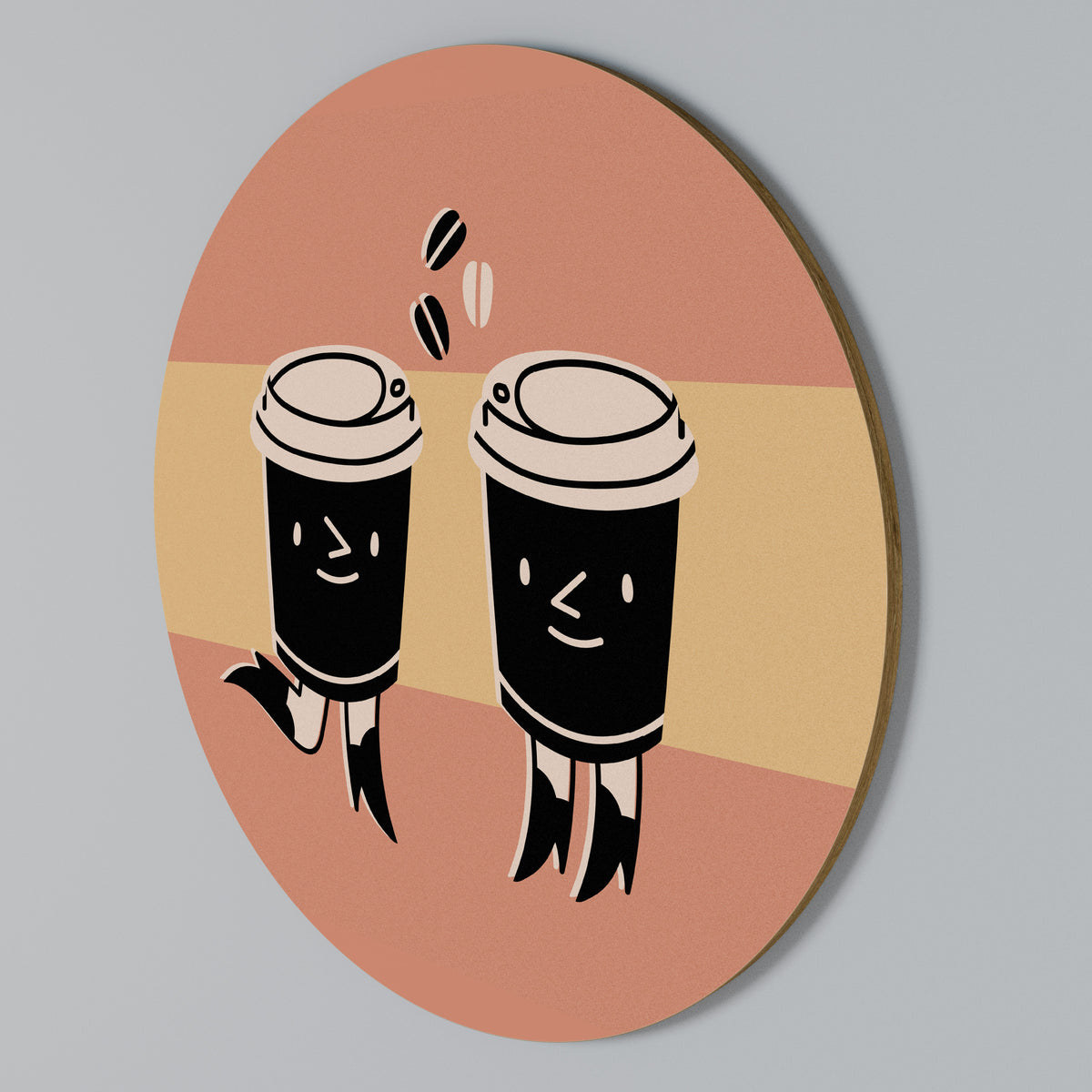 JOYFUL COFFEE Arte de Parede Redonda