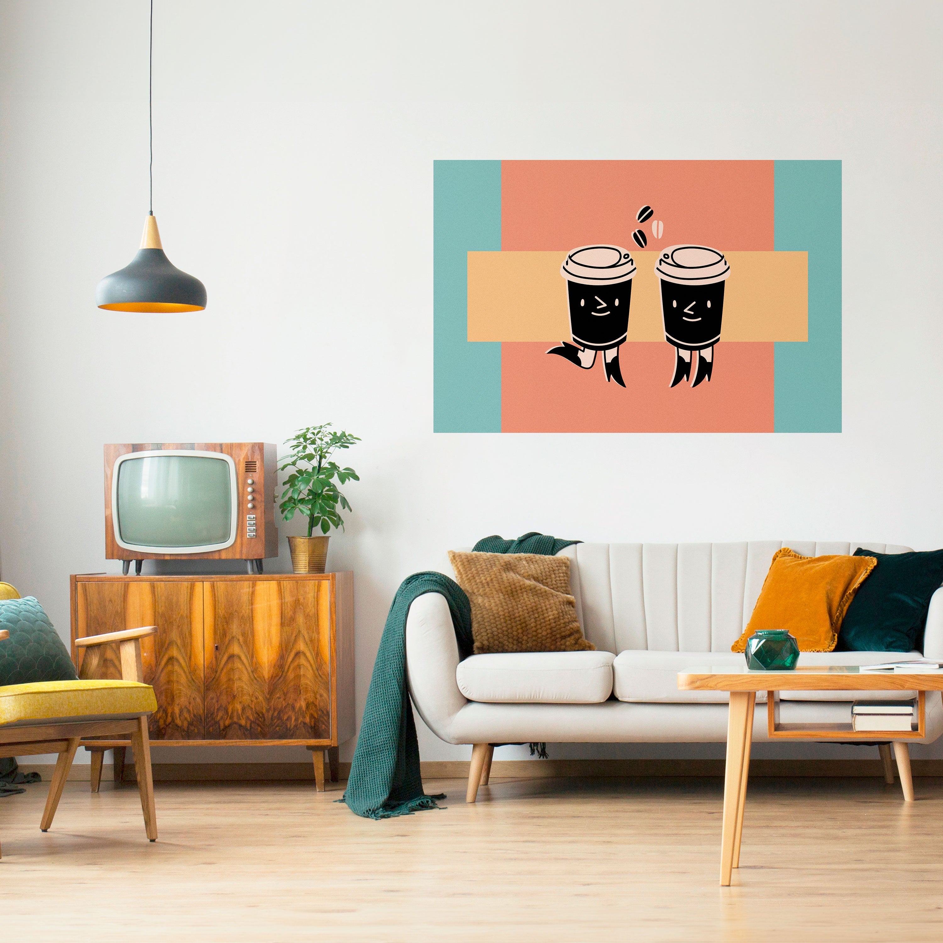 JOYFUL COFFEE Peel and Stick Horizontal Poster