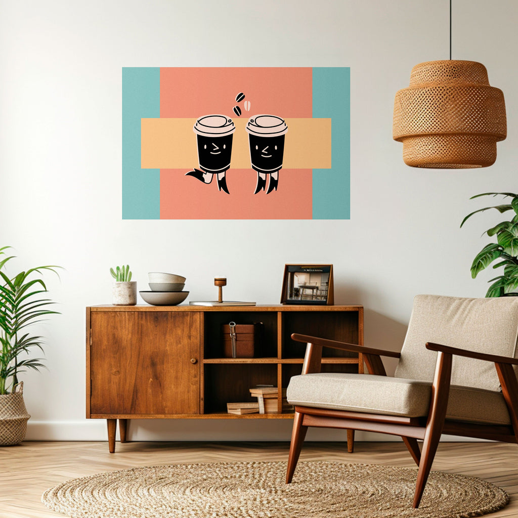JOYFUL COFFEE Peel and Stick Horizontal Poster