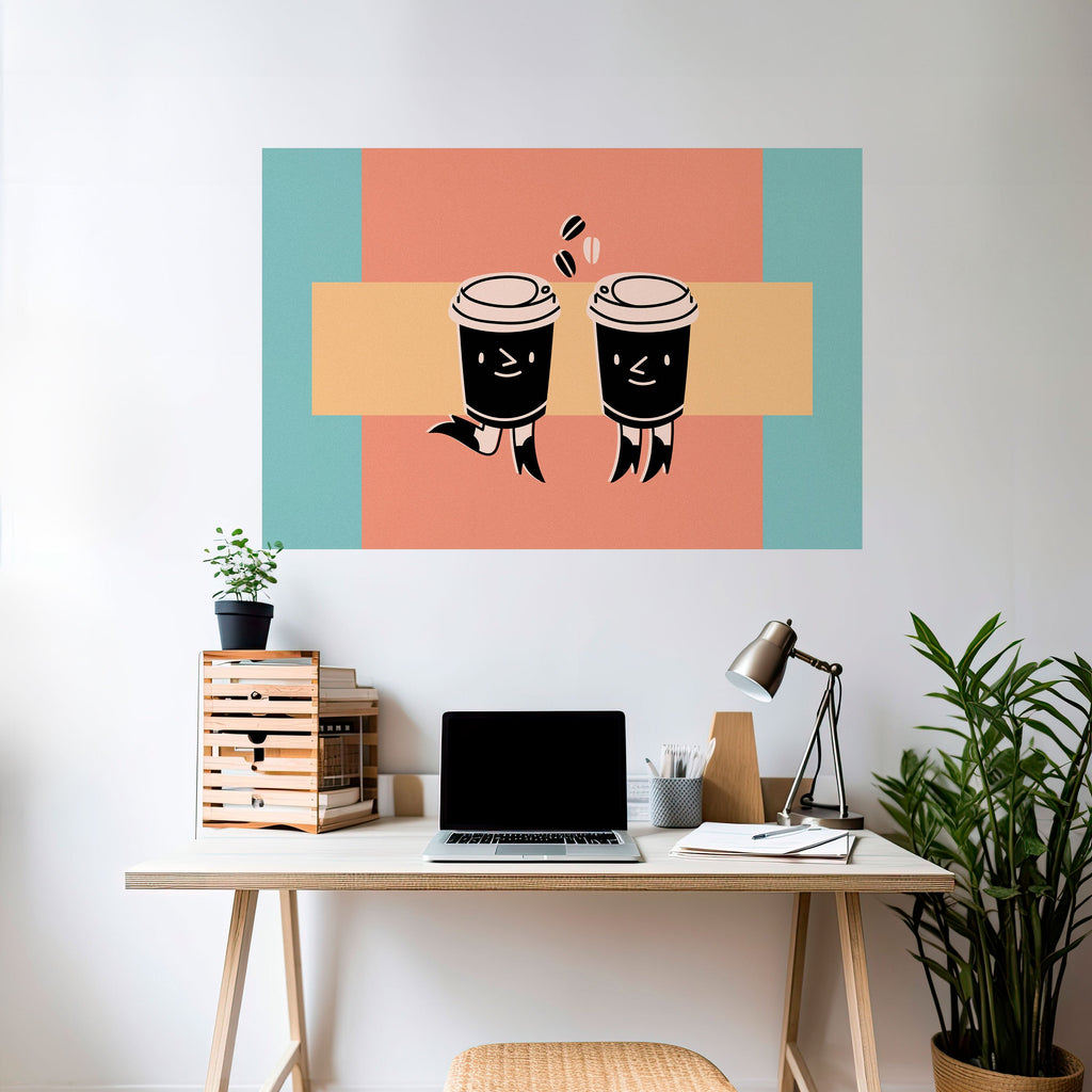 JOYFUL COFFEE Peel and Stick Horizontal Poster