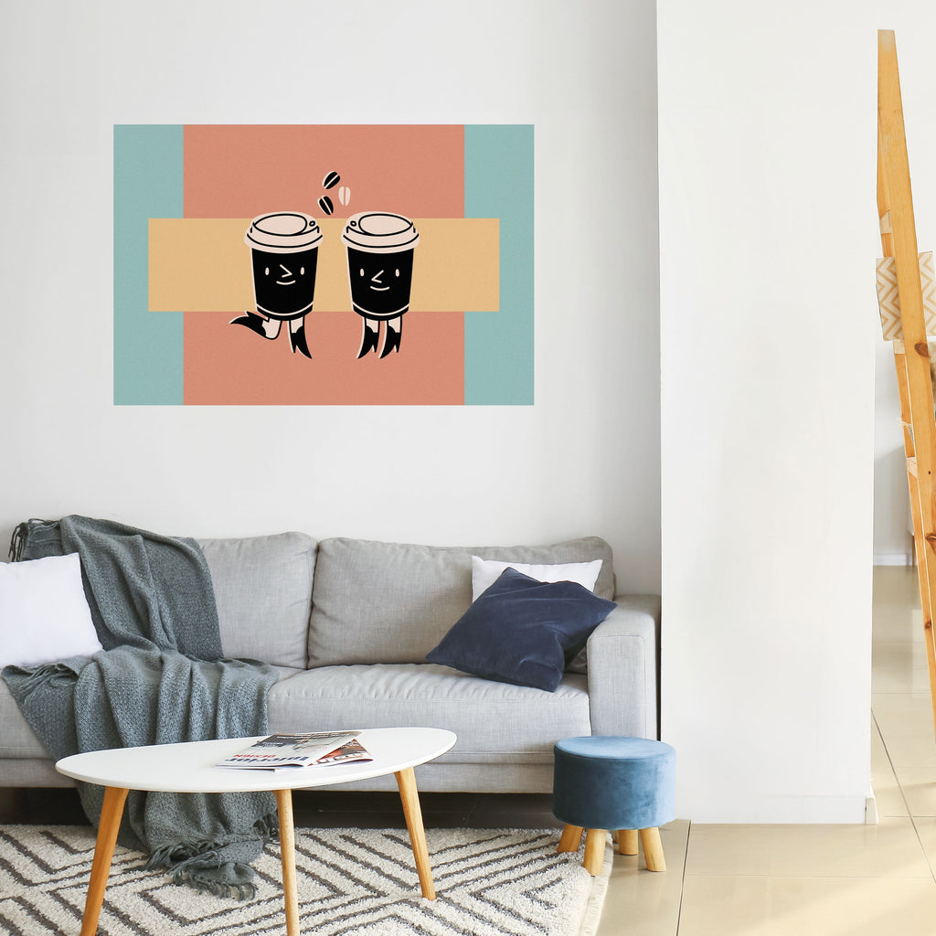 JOYFUL COFFEE Peel and Stick Horizontal Poster