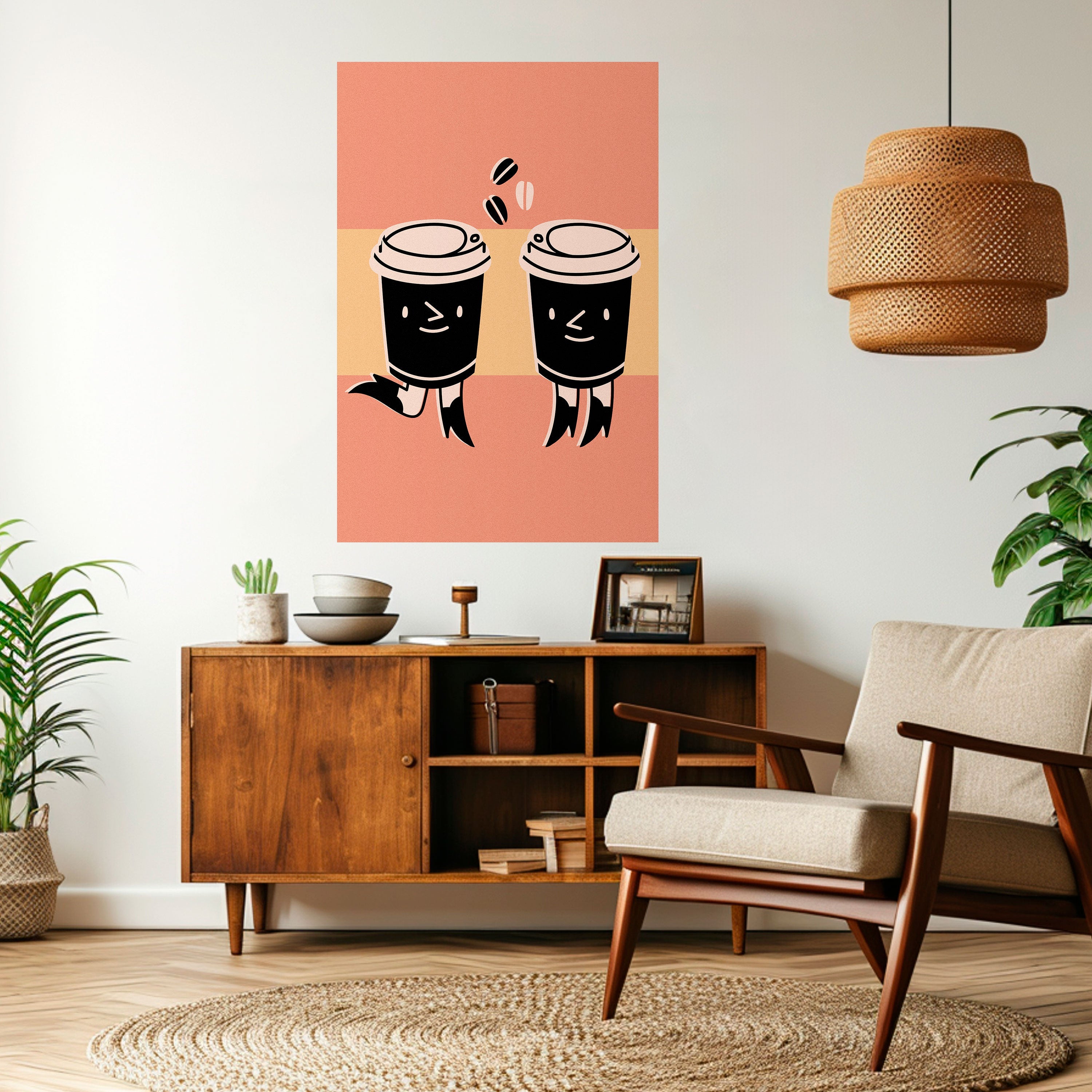 JOYFUL COFFEE Peel and Stick Vertical Poster