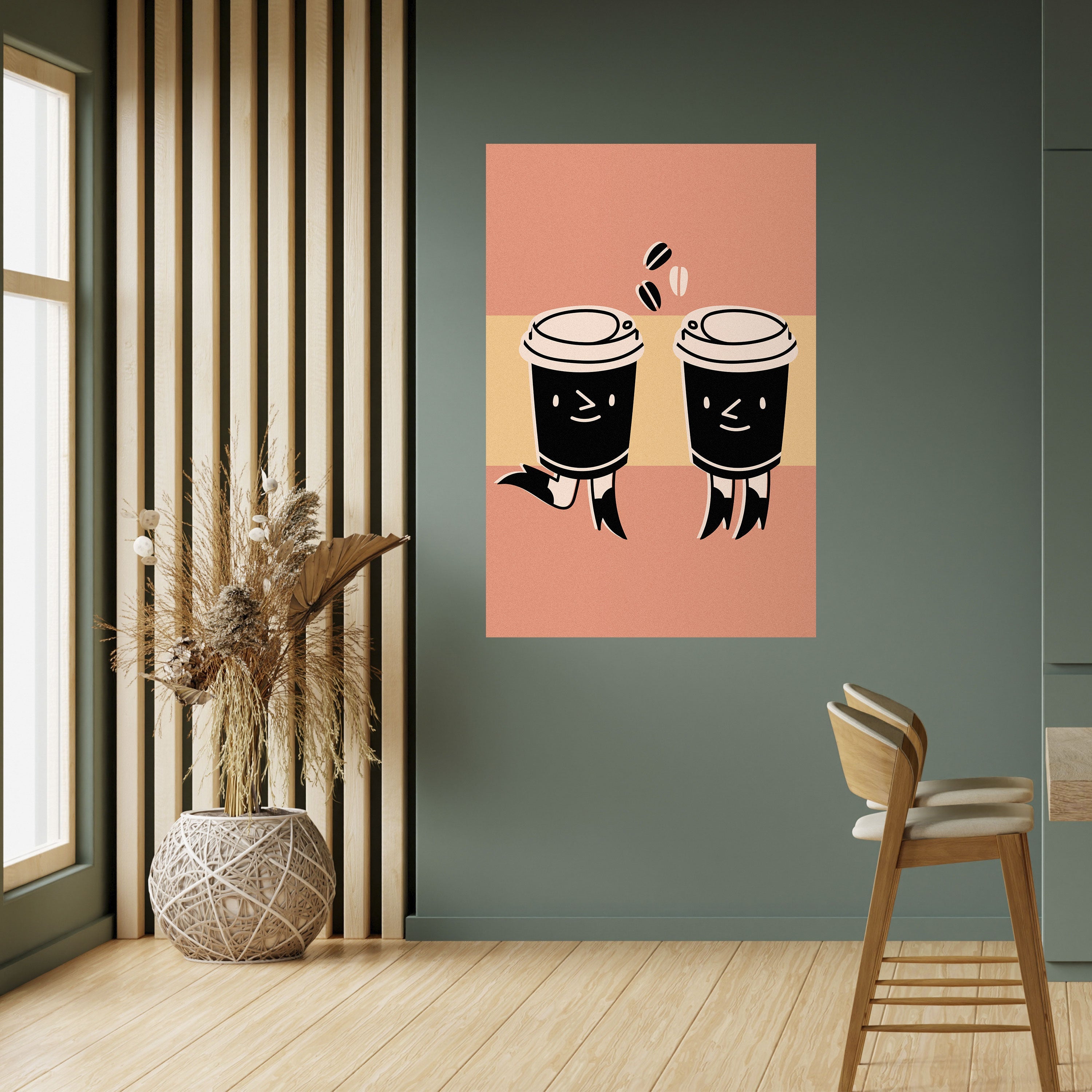 JOYFUL COFFEE Peel and Stick Vertical Poster