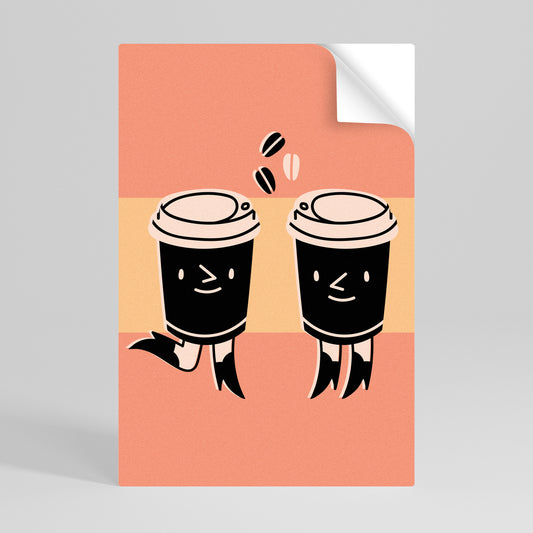 JOYFUL COFFEE Póster Autocolante Vertical