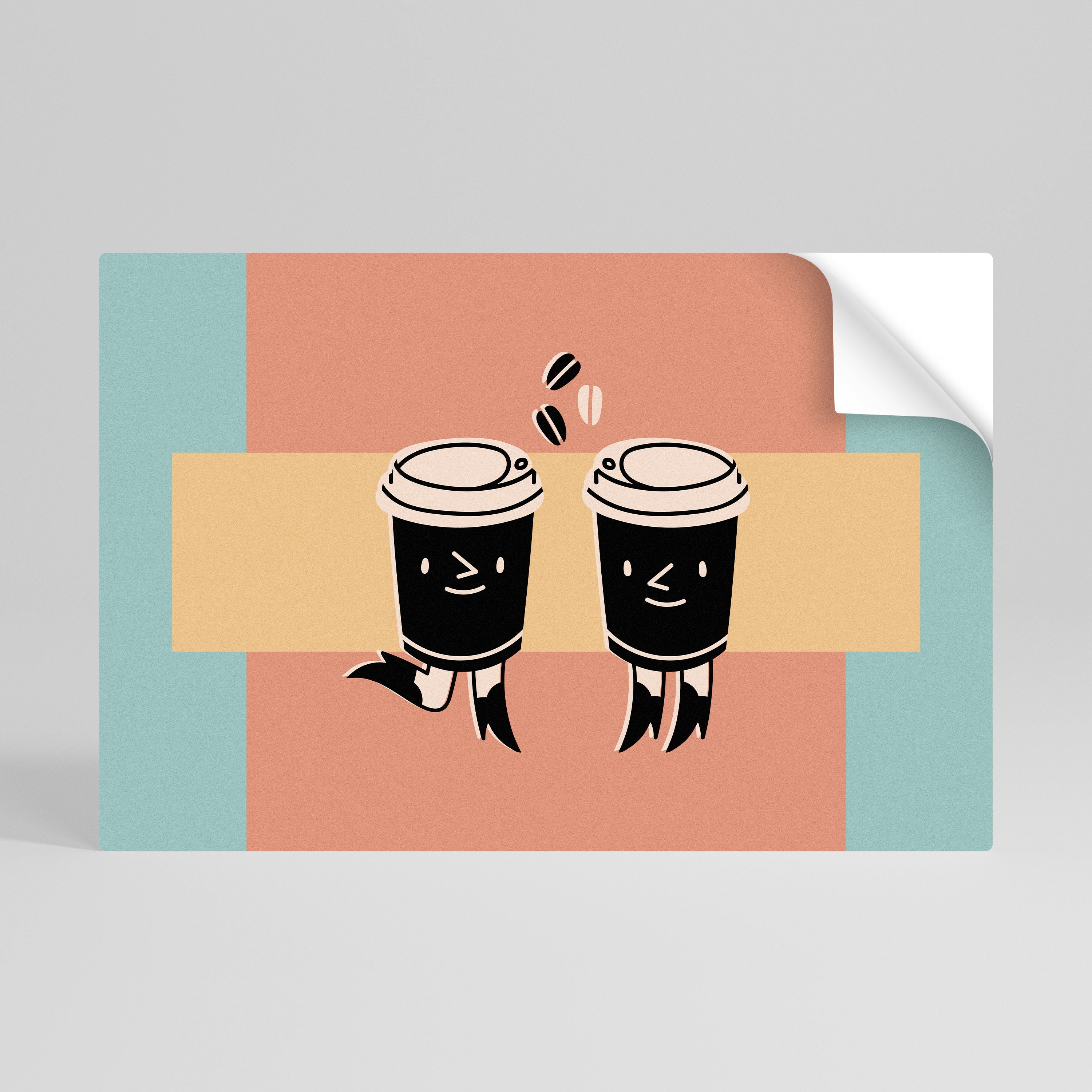 JOYFUL COFFEE Peel and Stick Horizontal Poster