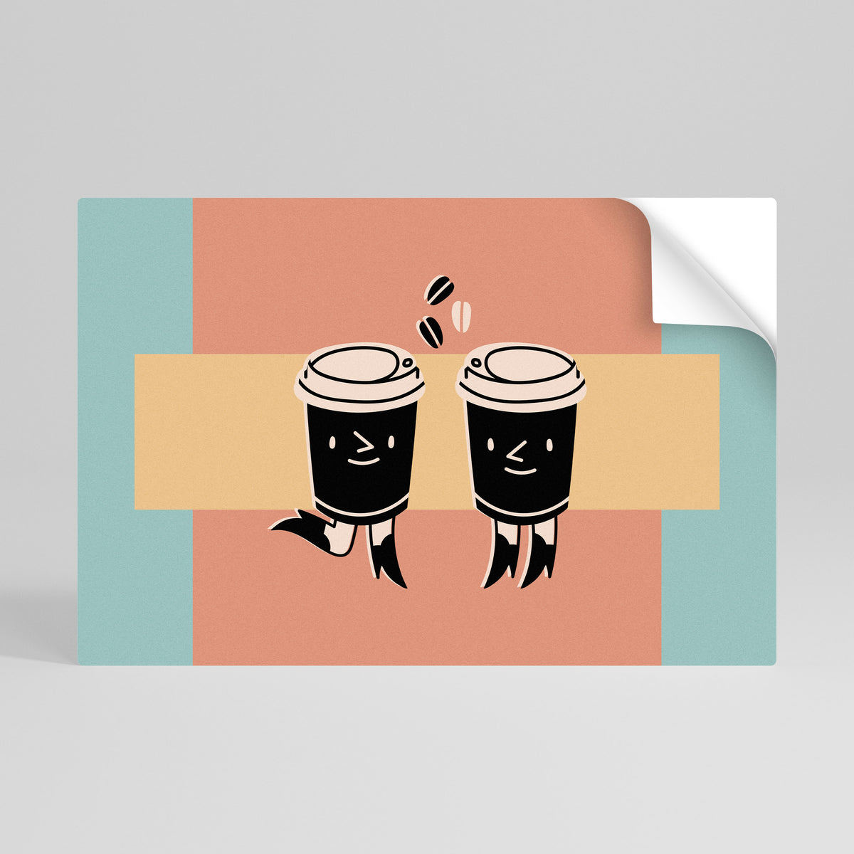 JOYFUL COFFEE Póster Autocolante Horizontal