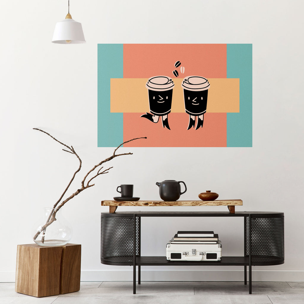 JOYFUL COFFEE Peel and Stick Horizontal Poster