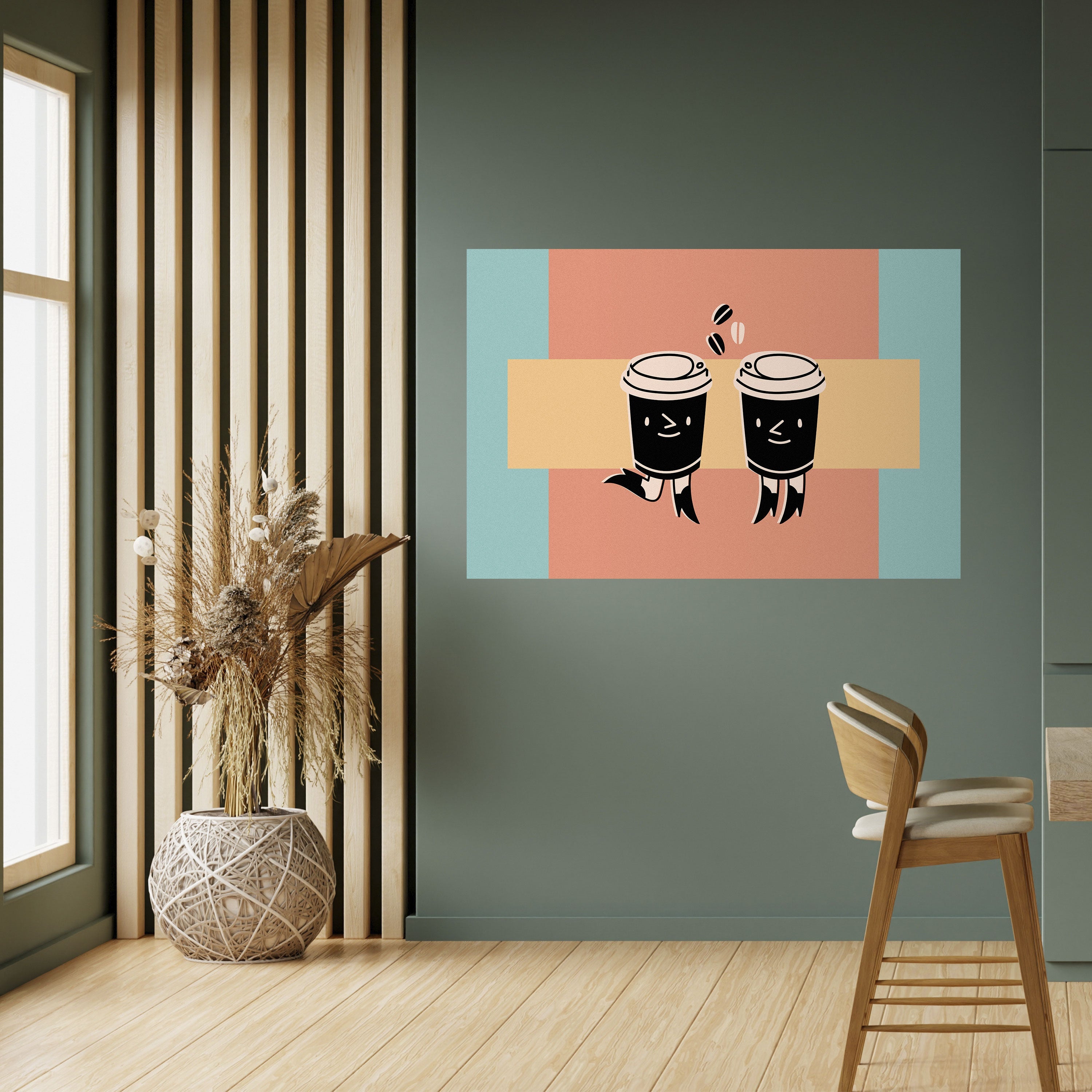 JOYFUL COFFEE Peel and Stick Horizontal Poster