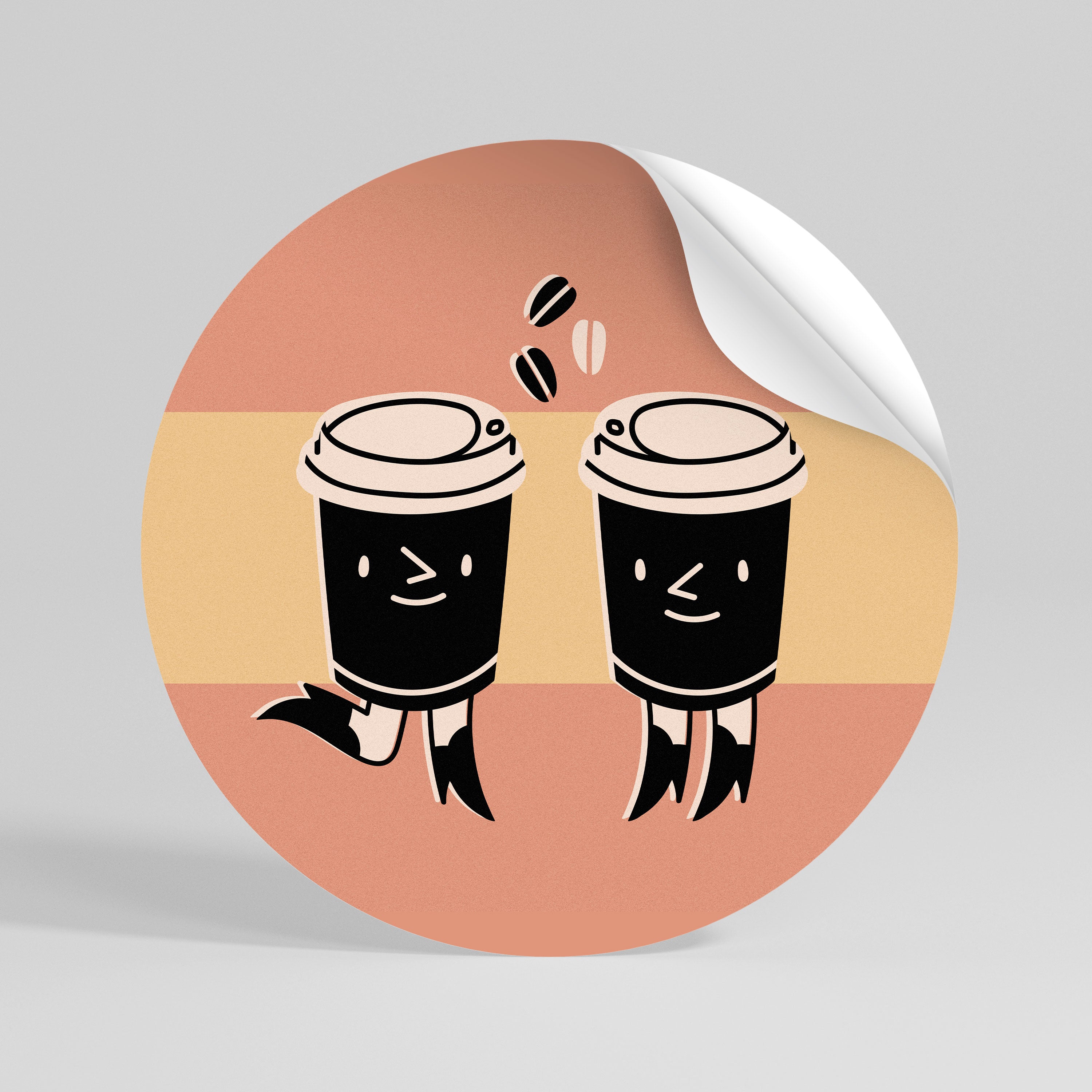 JOYFUL COFFEE - Autocolante Redondo Removível