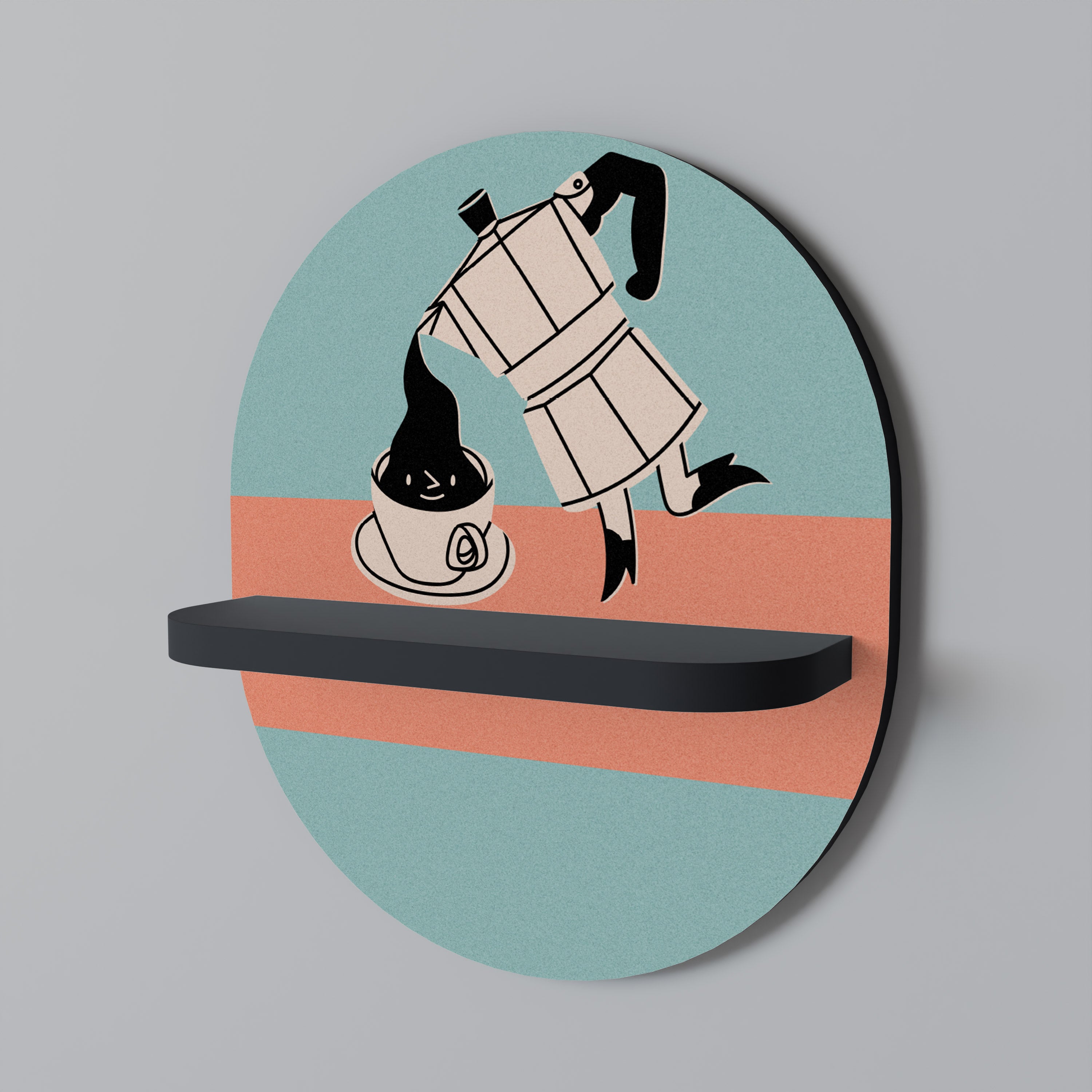 POWER ESPRESSO Prateleira Oval Decorativa em Acabamento Preto