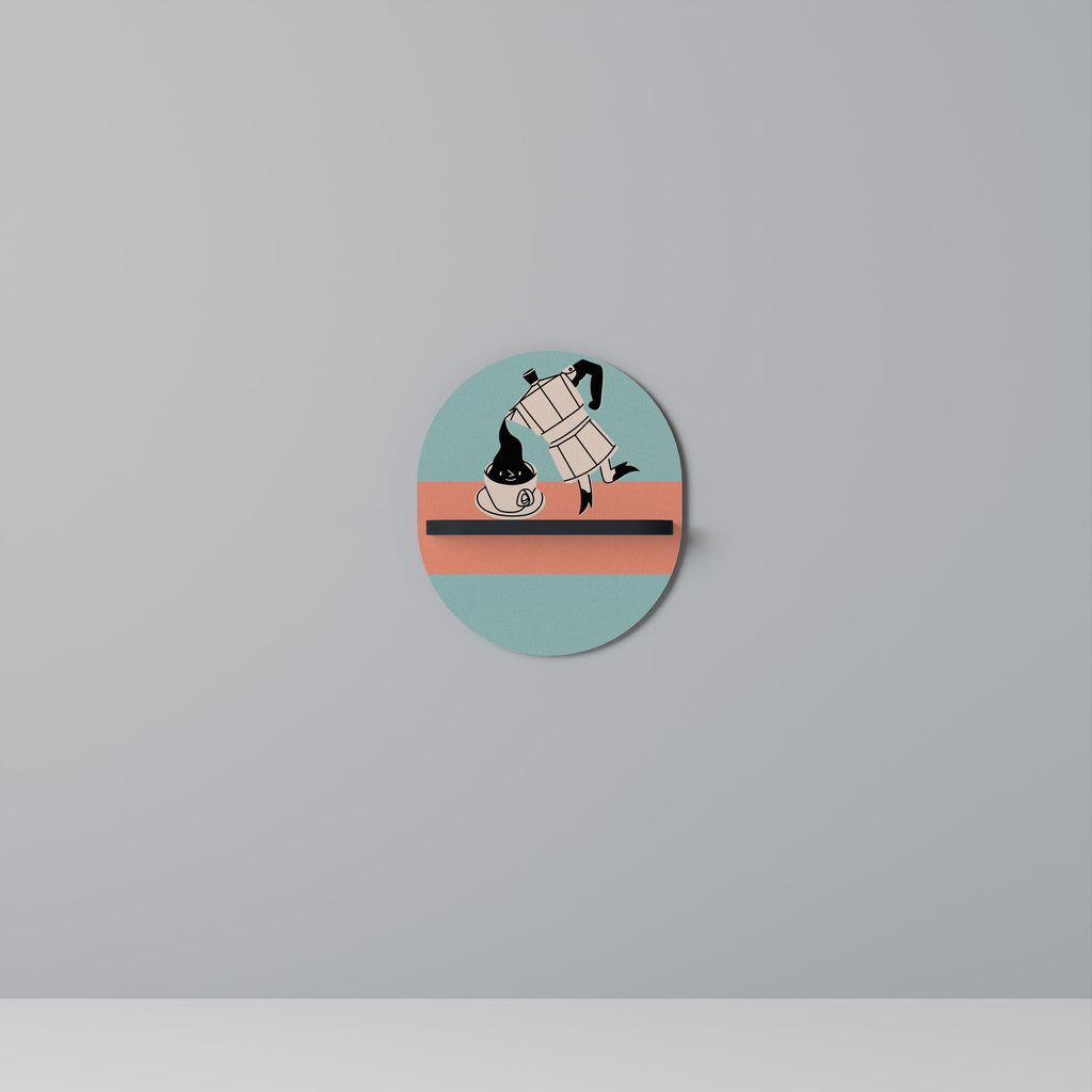 POWER ESPRESSO Prateleira Oval Decorativa em Acabamento Preto