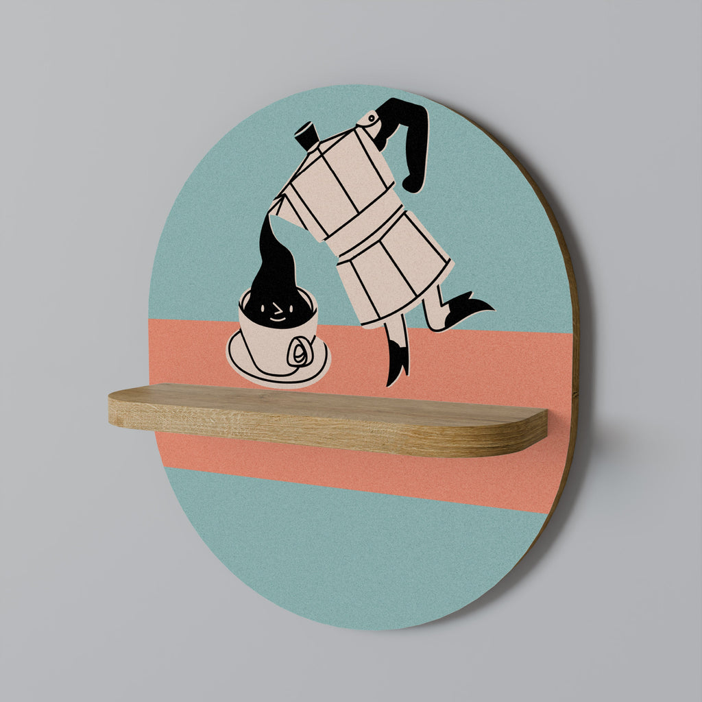 POWER ESPRESSO Prateleira Oval Decorativa em Efeito Carvalho