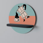 POWER ESPRESSO Prateleira Redonda Decorativa em Acabamento Preto