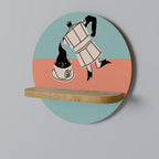 POWER ESPRESSO Prateleira Redonda Decorativa em Efeito Carvalho