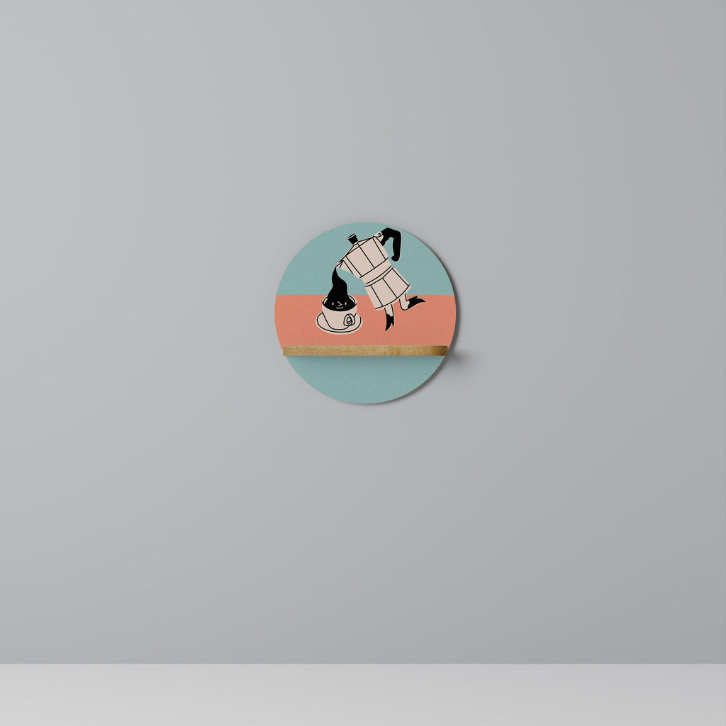 POWER ESPRESSO Prateleira Redonda Decorativa em Efeito Carvalho