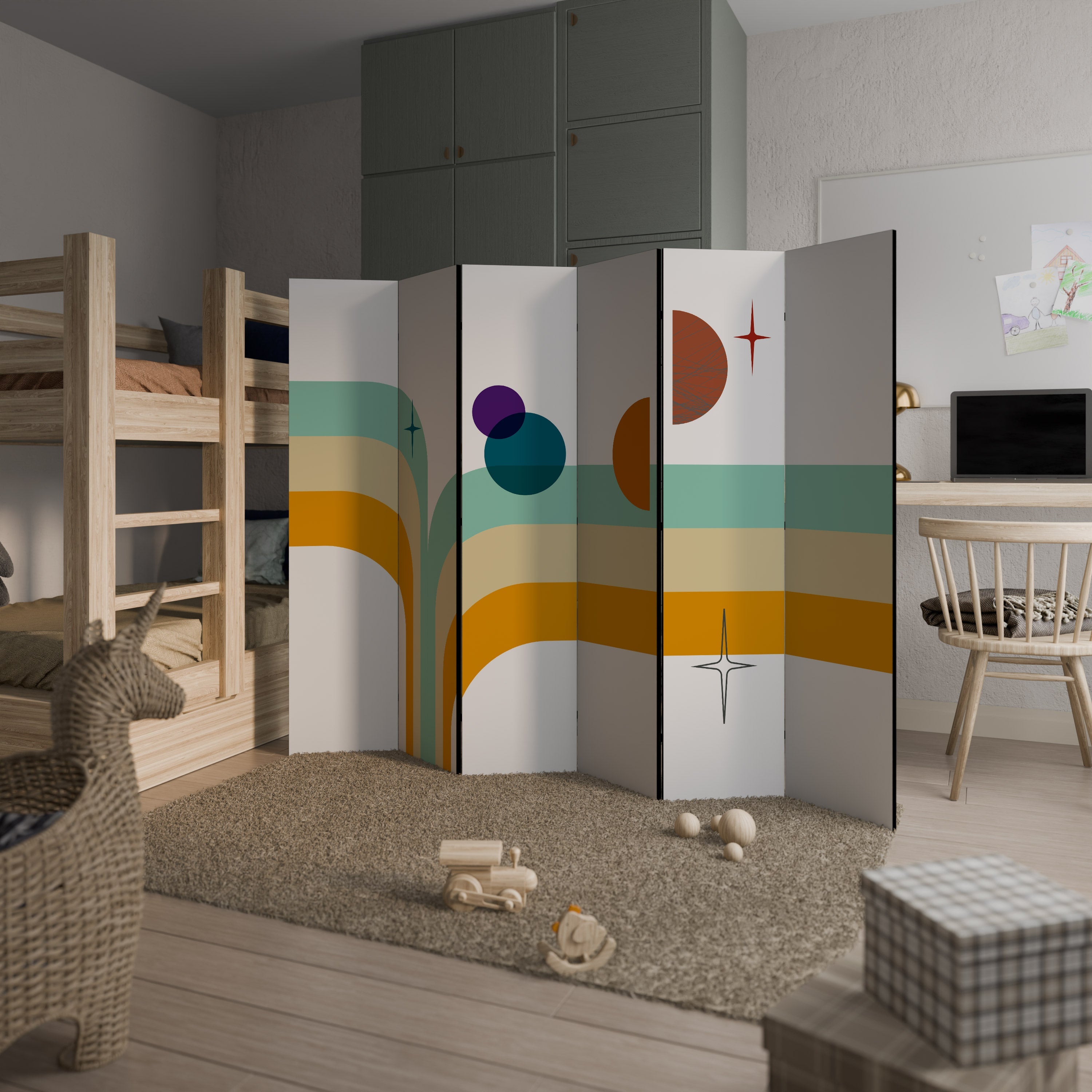 COLOR SOLSTICE Biombo Decorativo de 6 Painéis