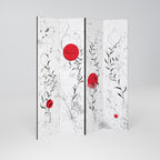 RED WHISPERS IN FOLIAGE Decorative 4-Panel Room Divider