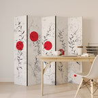RED WHISPERS IN FOLIAGE Decorative 5-Panel Room Divider