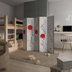 RED WHISPERS IN FOLIAGE Decorative 5-Panel Room Divider