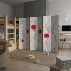 RED WHISPERS IN FOLIAGE Decorative 6-Panel Room Divider