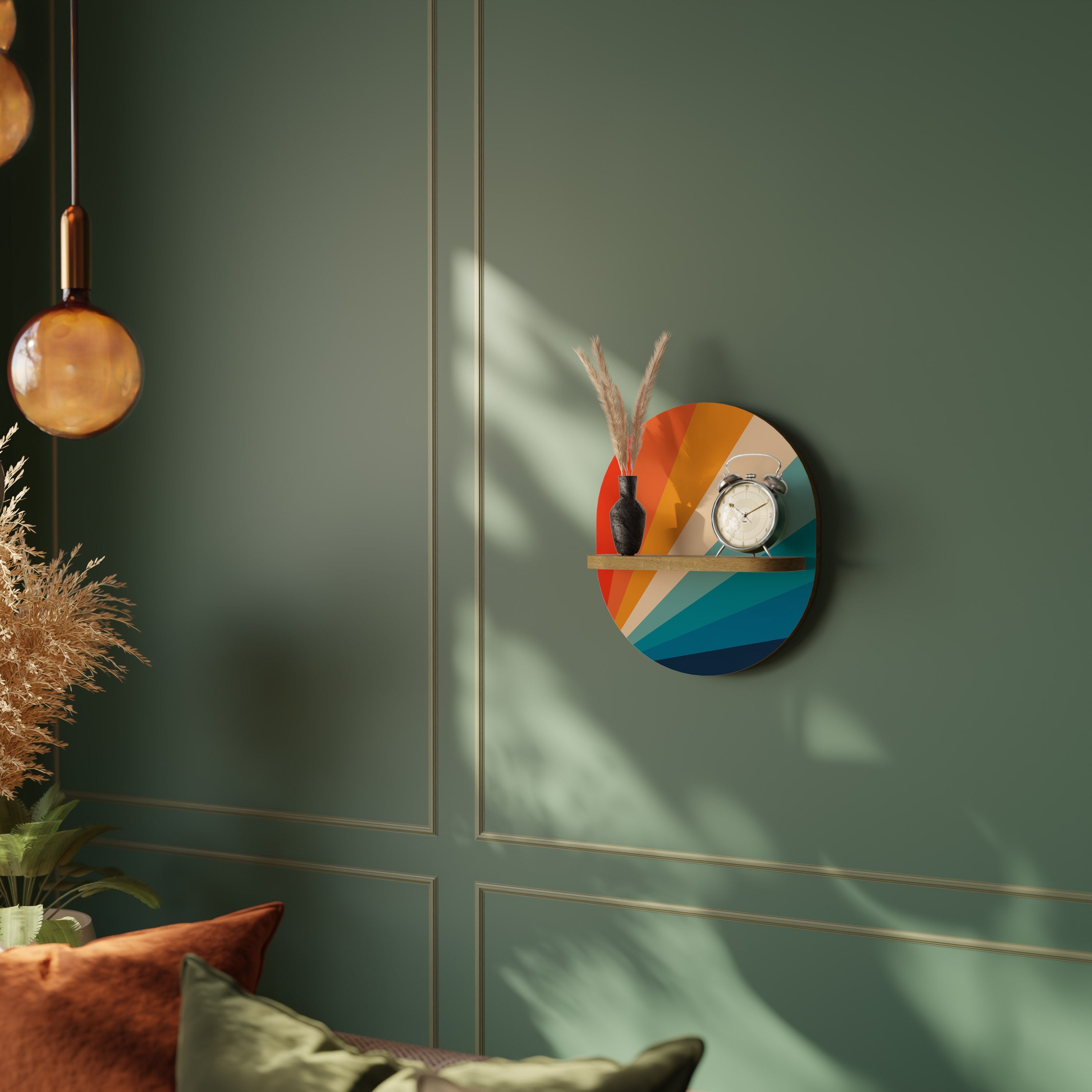 PRISM CONCUSSION Prateleira Oval Decorativa em Efeito Carvalho