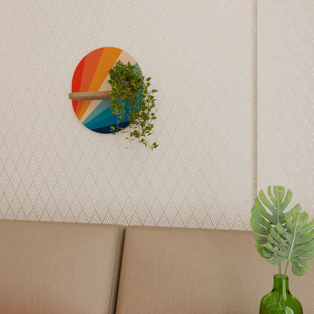 PRISM CONCUSSION Prateleira Oval Decorativa em Efeito Carvalho